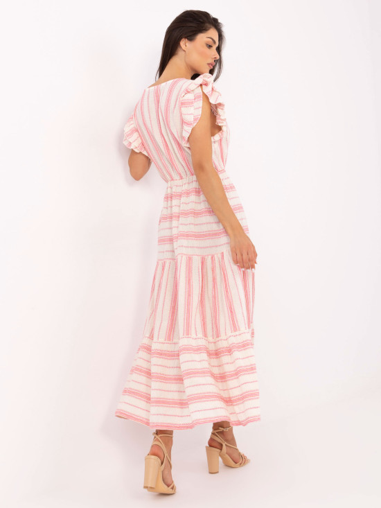 White-Pink Flared Dress