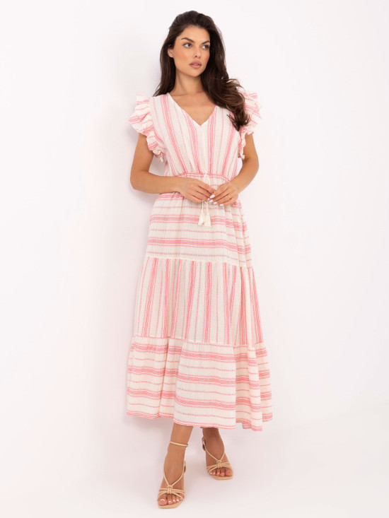 White-Pink Flared Dress