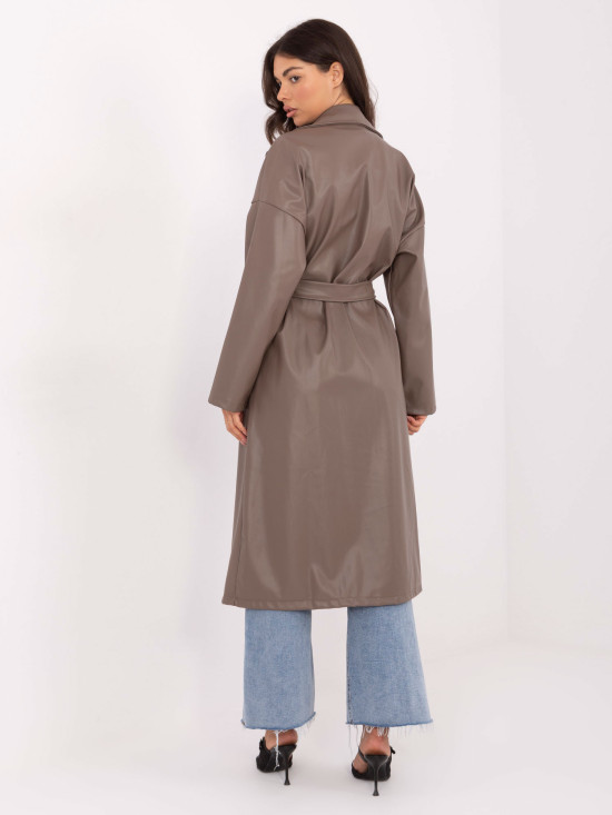 Beige transitional coat with belt