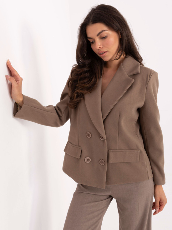Short elegant transitional coat in beige