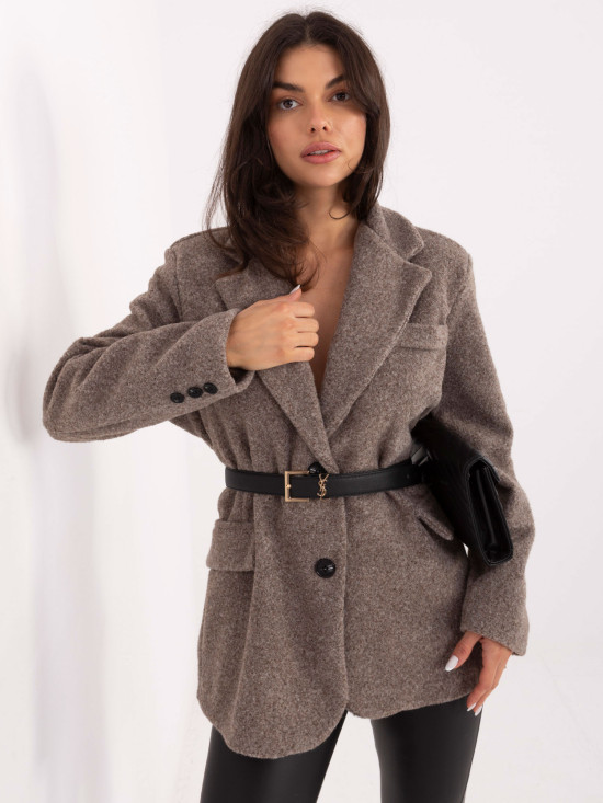 Elegant beige transitional coat with lining