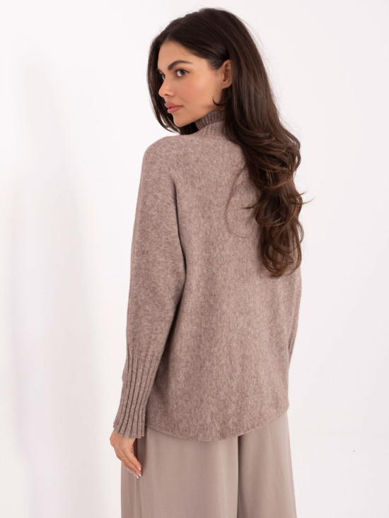 Beige turtleneck sweater with smooth pattern