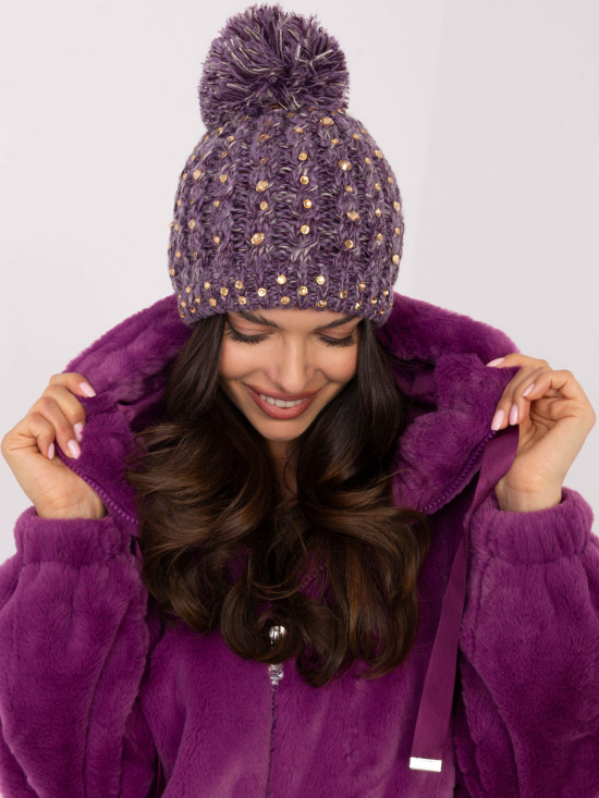 Purple Winter Hat with Application