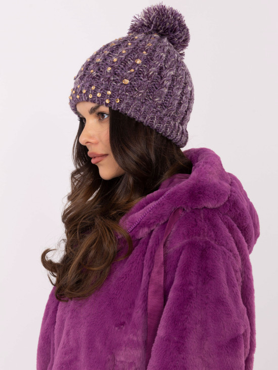Purple Winter Hat with Application