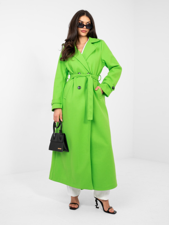 Elegant women's transitional coat in neon green