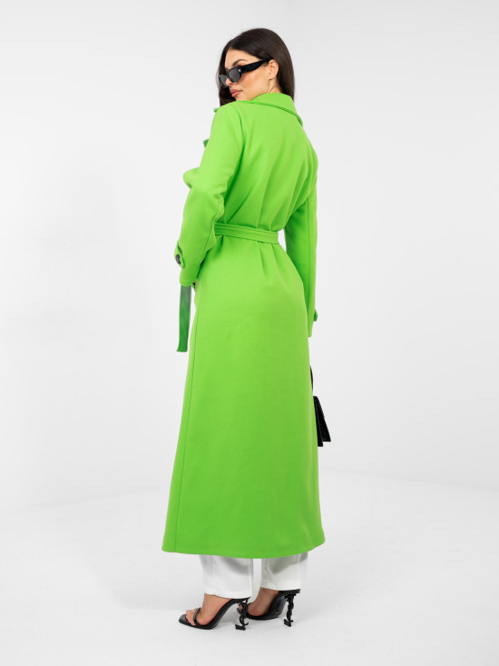 Elegant women's transitional coat in neon green