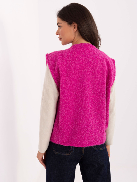 Fuchsia knitted vest with pockets