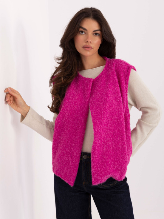 Fuchsia knitted vest with pockets