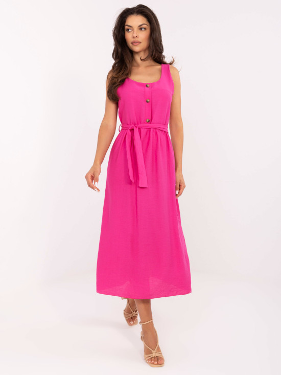 Pink Flared Dress with Belt