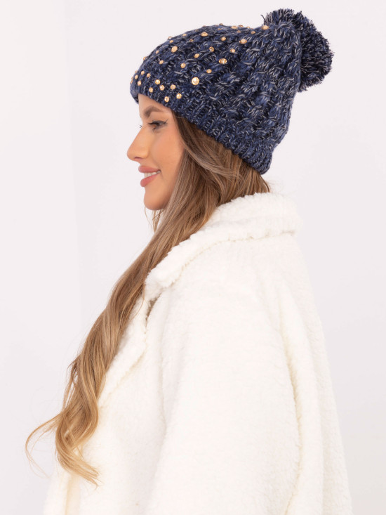 Elegant Blue Beanie with Application