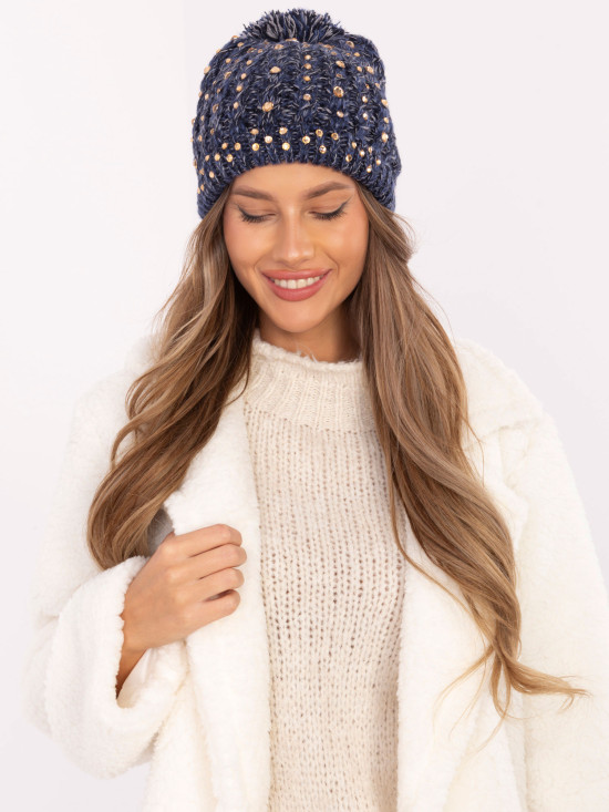 Elegant Blue Beanie with Application