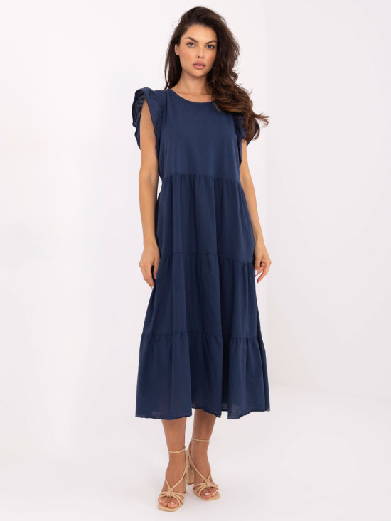 Oversize blue dress with ruffles