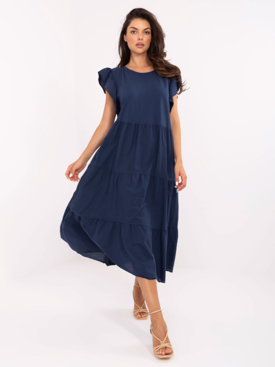 Oversize blue dress with ruffles