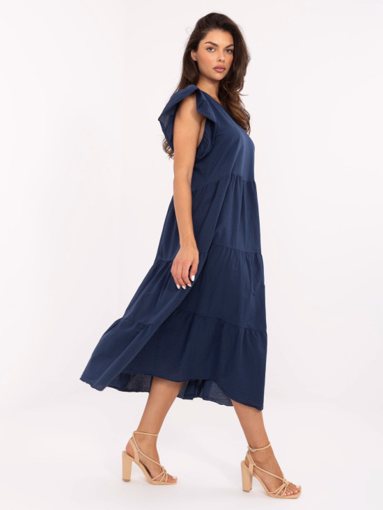 Oversize blue dress with ruffles