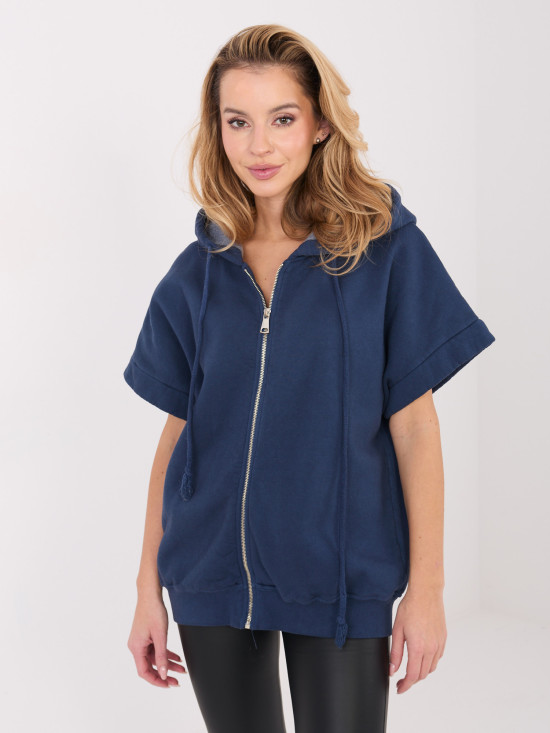 Stylish navy blue hoodie with zipper