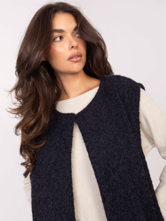 Navy blue knitted vest with pockets