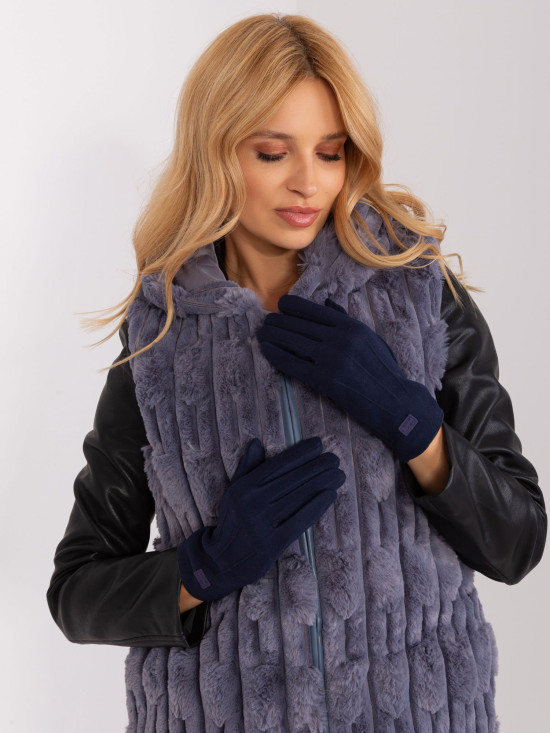 Smooth Blue Gloves with Warm Lining