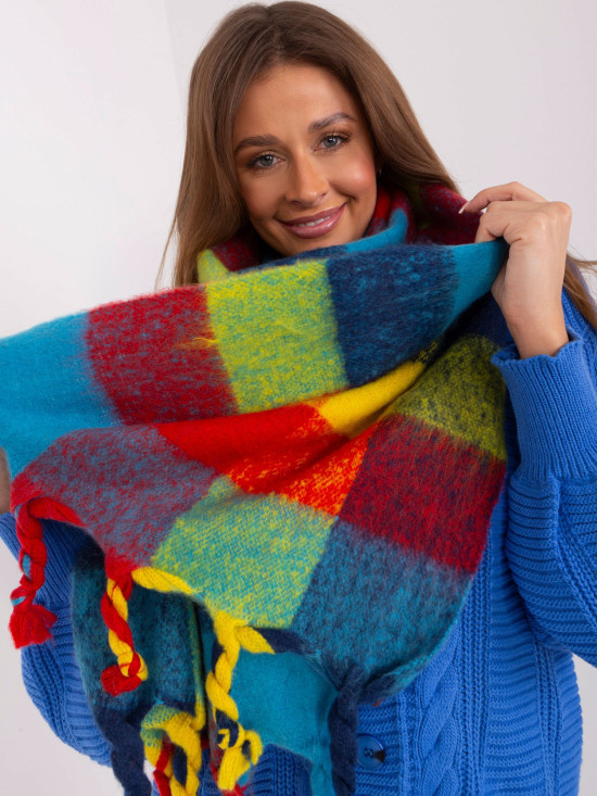 Elegant Blue Scarf with Fringes