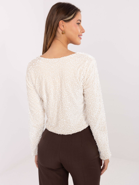 Short elegant sequin cardigan, beige