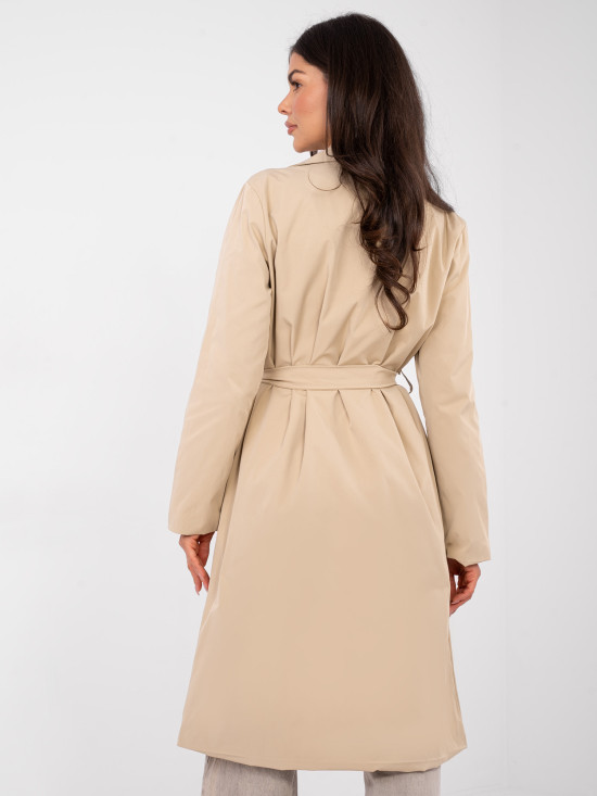 Camel transitional trench coat with belt