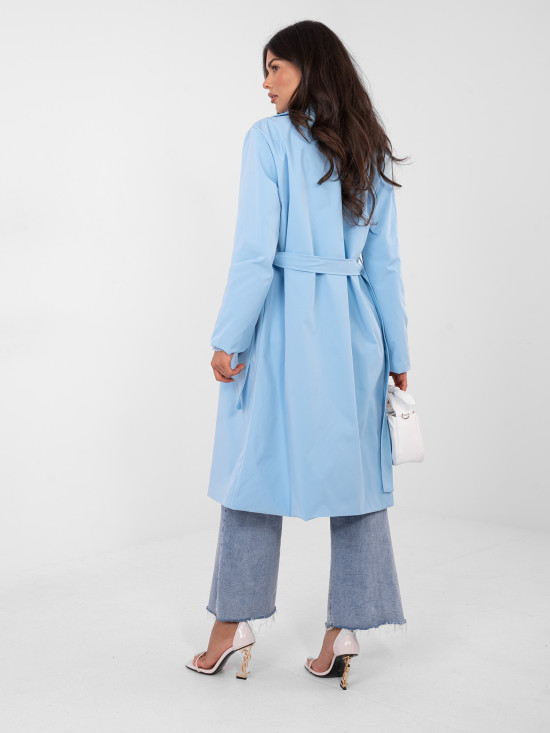 Light blue women's trench coat with belt