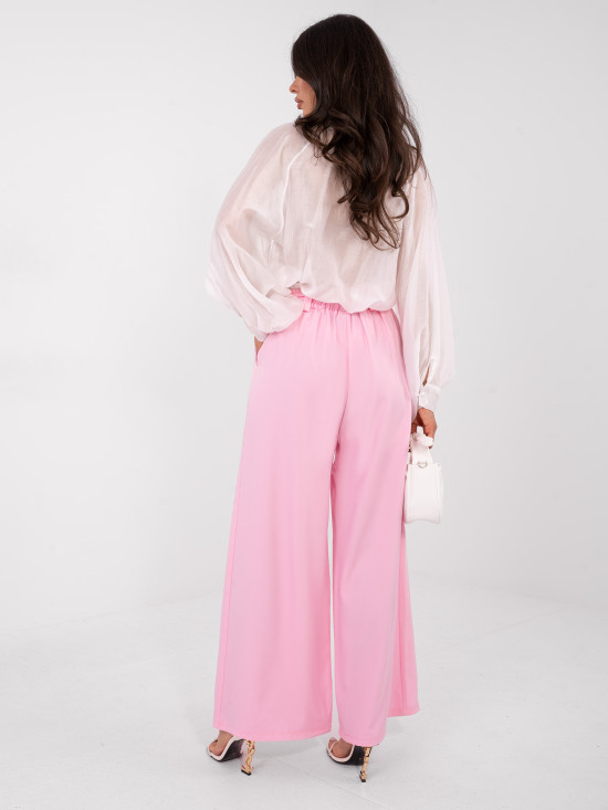 Elegant wide-leg trousers with belt in pink