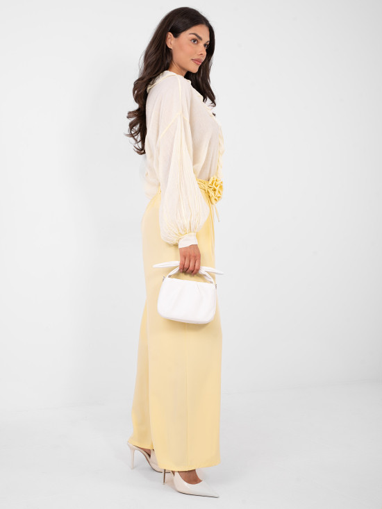 Elegant yellow wide-leg trousers with belt