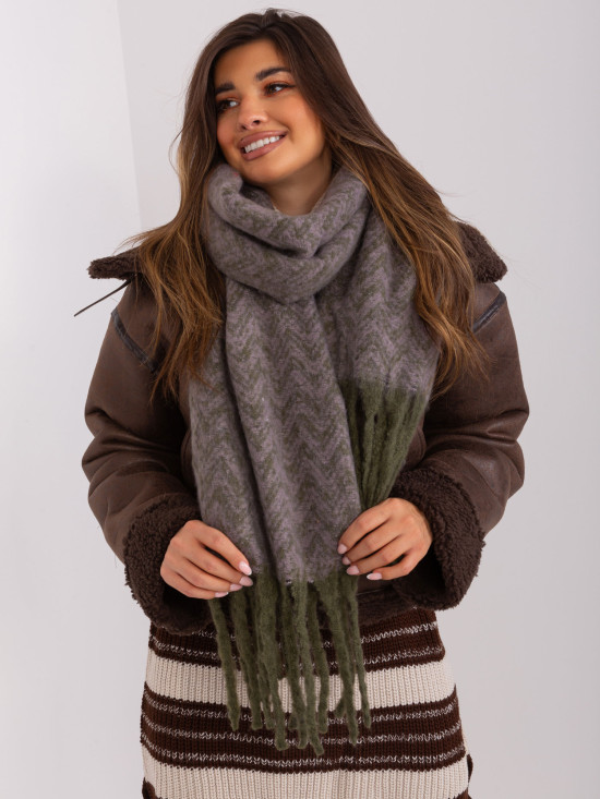 Women's Winter Scarf in Khaki-Purple