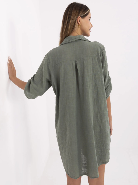 Oversize dress with 3/4 sleeves in beige