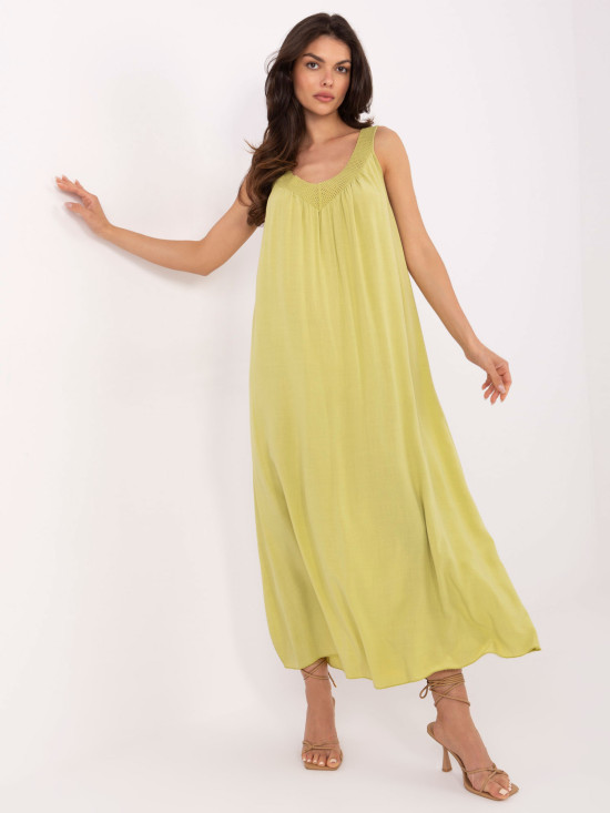 Lime Green Oversize Dress with V-Neck