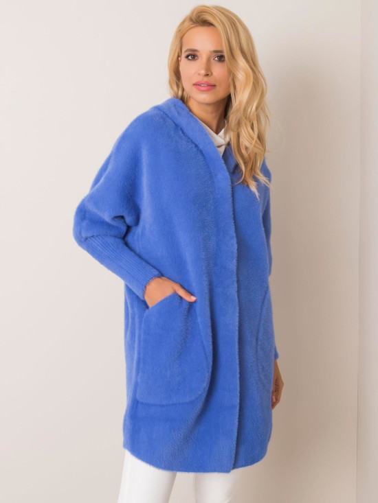Blue alpaca coat with hood