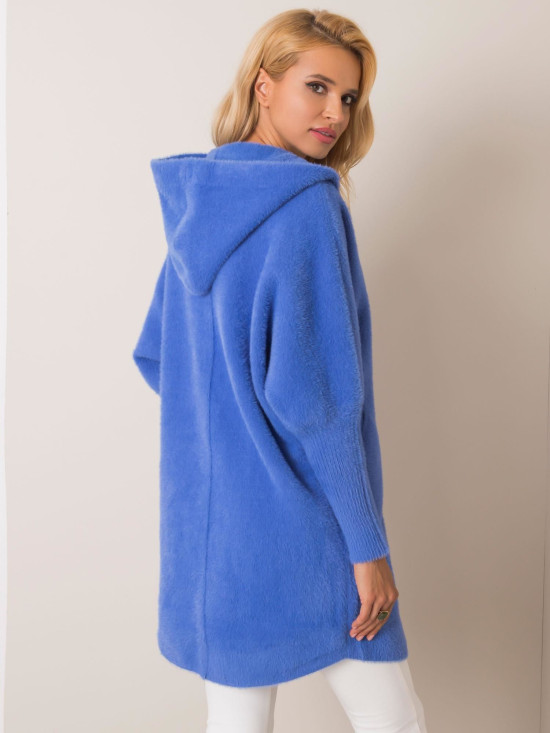 Blue alpaca coat with hood