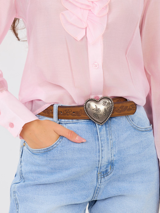 Women's mom jeans with high waist and belt, blue