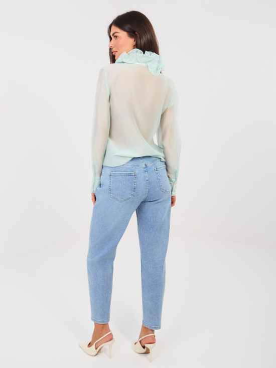 Women's blue mom jeans with high waist