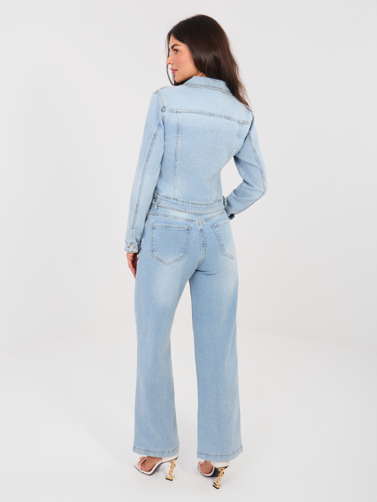 Women's blue straight-leg high-waisted jeans