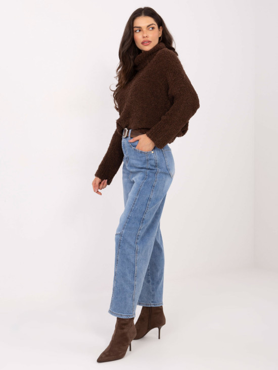 Women's balloon fit high-waisted jeans, blue