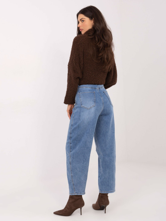 Women's balloon fit high-waisted jeans, blue