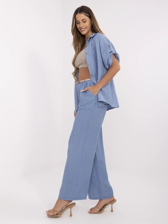 Stylish Blue High-Waisted Pants
