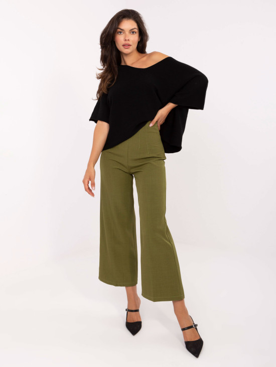 Elegant Wide-Leg Pants in Olive Green