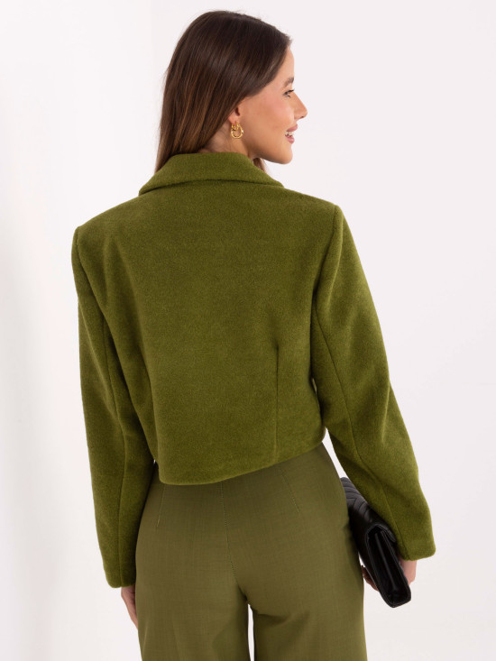 Short elegant coat in olive green