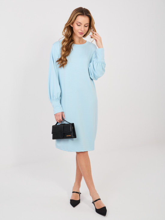 Light blue sweatshirt dress with long sleeves