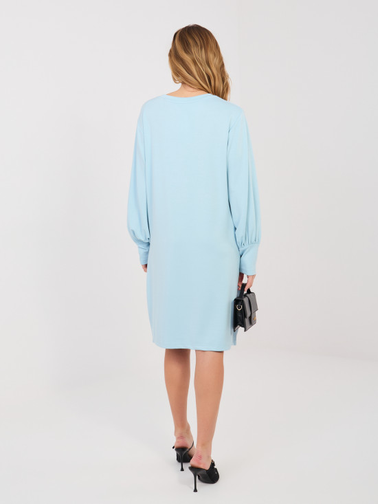 Light blue sweatshirt dress with long sleeves