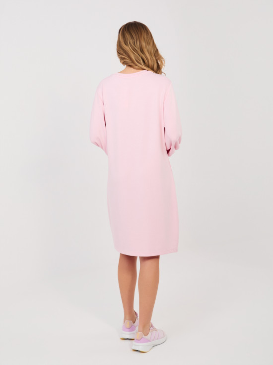 Pink casual dress with long sleeves