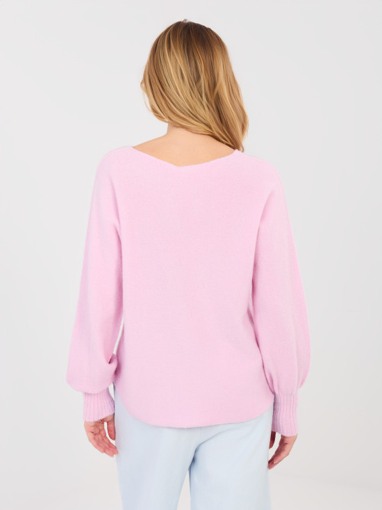 Pink V-neck knitted sweater