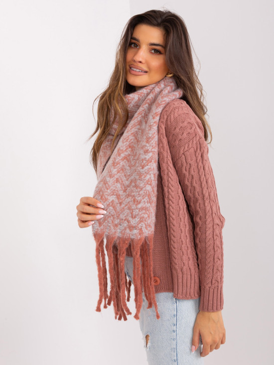 Geometric Scarf in Orange and Light Gray