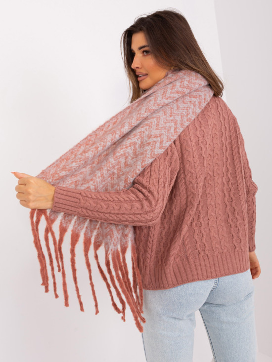 Geometric Scarf in Orange and Light Gray