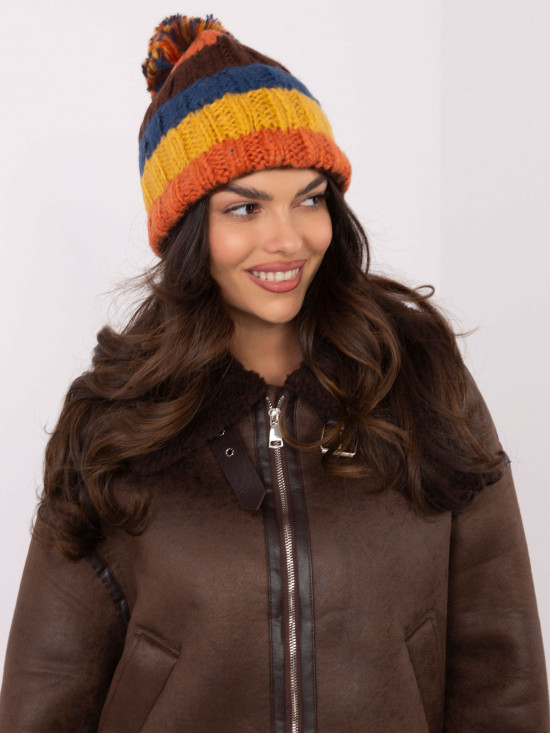Striped Winter Beanie with Pom-Pom