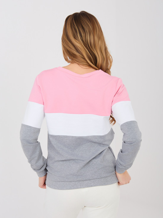 Grey-pink striped cotton sweatshirt