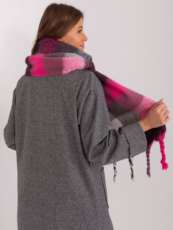 Stylish Black-Pink Scarf with Fringes