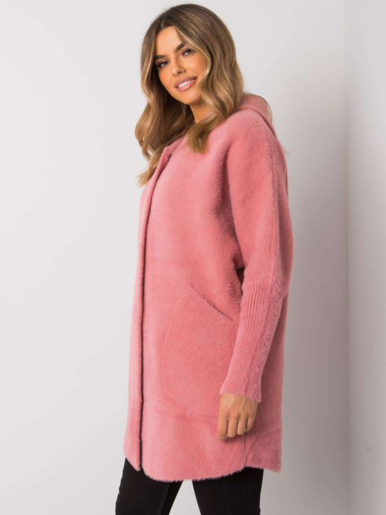 Pink alpaca coat with hood